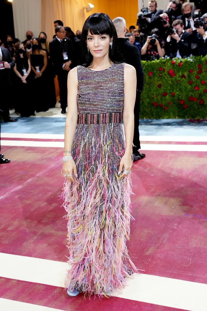 lily allen at Lily Allen attends The 2022 Met Gala Celebrating "In America: An Anthology of Fashion" at The Metropolitan Museum of Ar in fringed gown