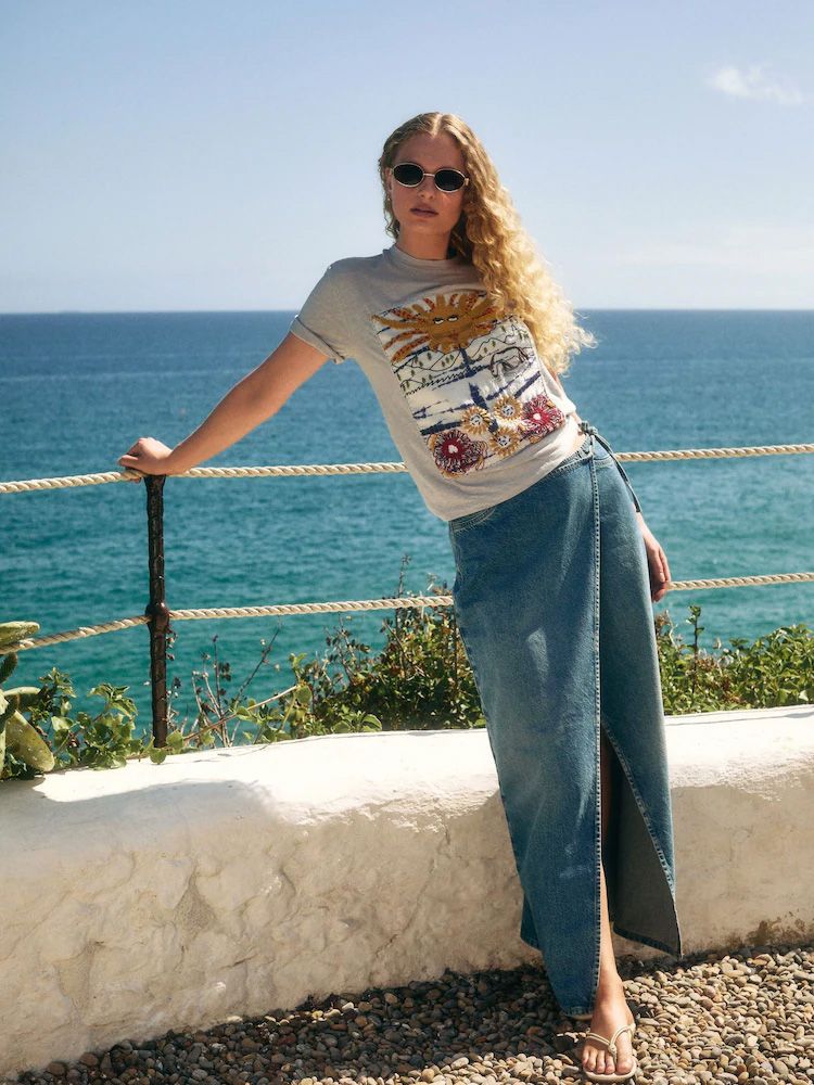 Next wrap denim skirt