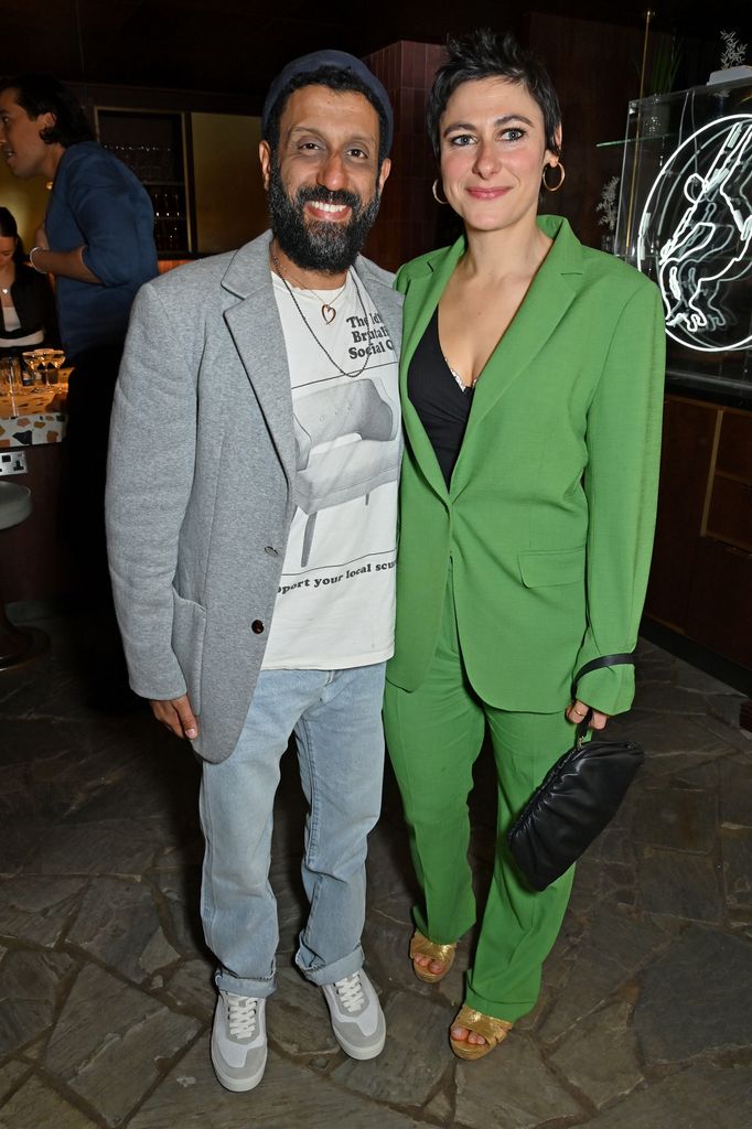 Adeel Akhtar and Alexis Burke attend a party to celebrate Meera Syal being awarded the BAFTA Fellowship at The Hoxton, Holborn, on May 12, 2023 