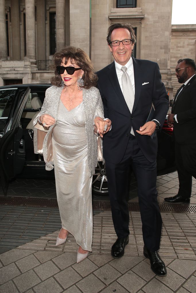 Joan Collins and Percy Gibson seen attending the V&A 2023 Summer Party at The V&A 