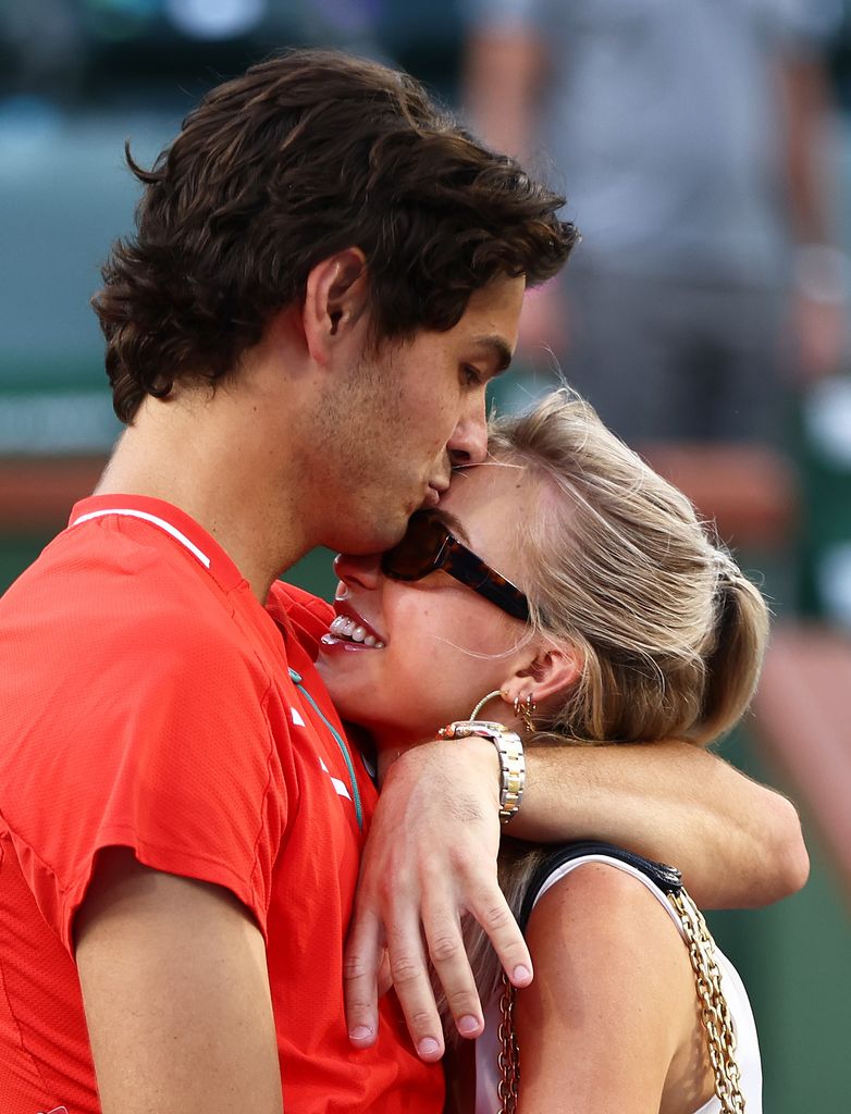Taylor Fritz and Morgan Riddle after his victory against Rafael Nadal