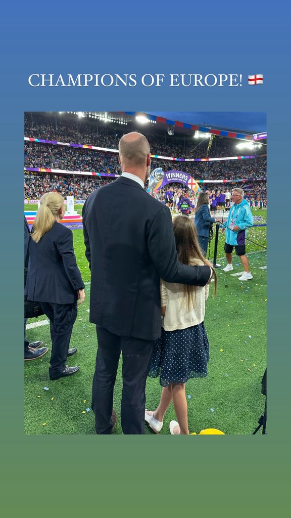 Prince William shared a sweet of him and Princess Charlotte watching the Lionesses celebrate their win