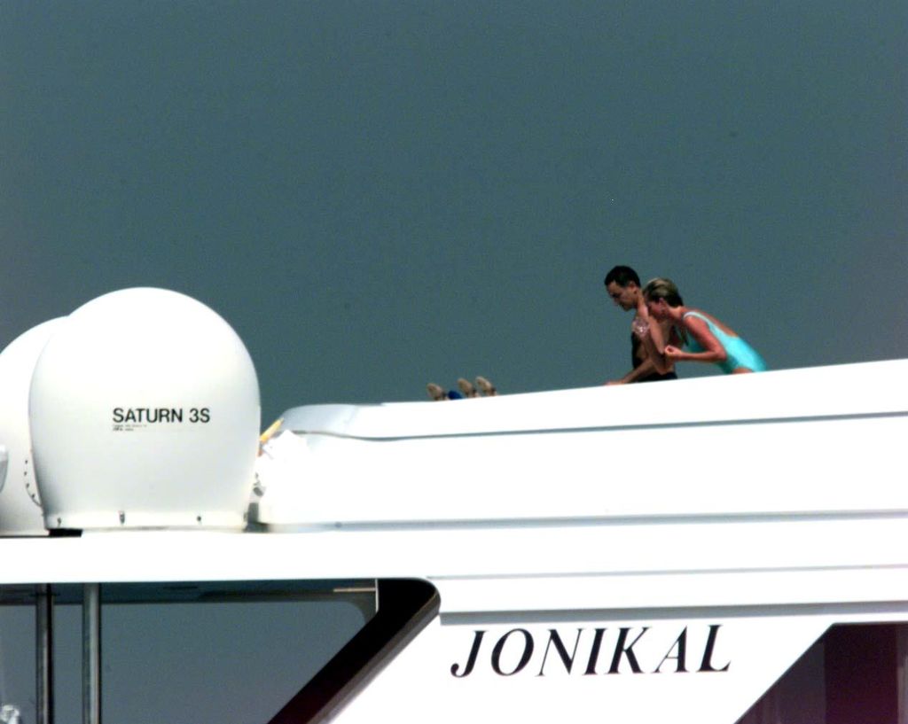 Dodi al-Fayed and Princess Diana on a yacht