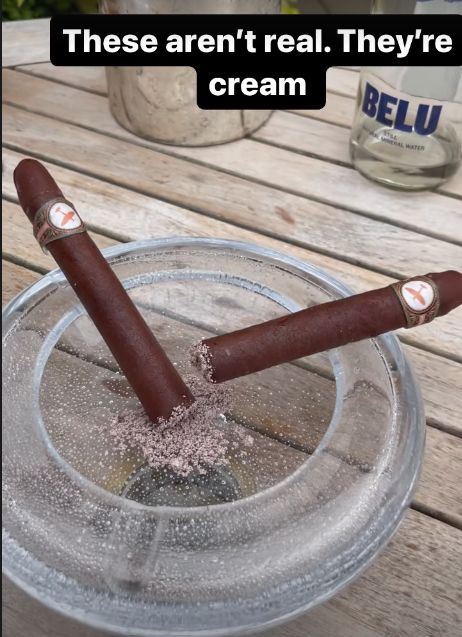 Ice cream cigars in an ash tray