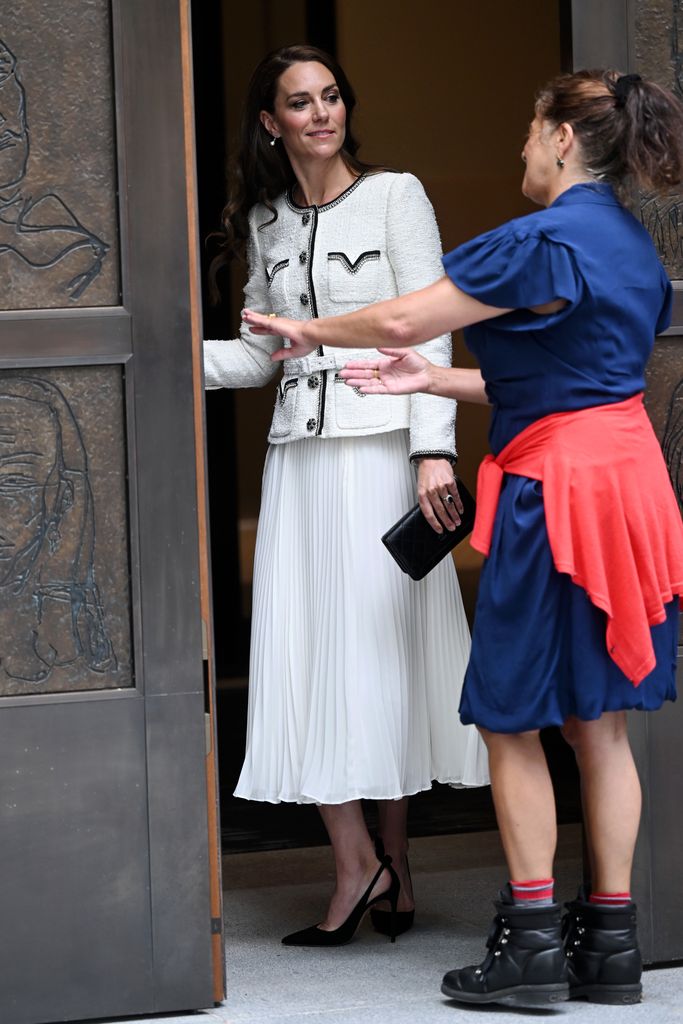 Princess Kate admiring the artwork on the new door of the National Portrait Gallery
