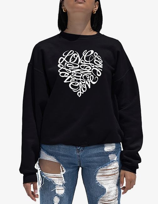 Valentine Hearts Print Sweatshirt  Heart sweatshirt, Long sleeve pullover,  Sweatshirts