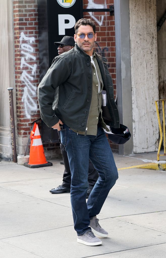 Tom Ellis is seen on the set of "CIA" on September 17, 2025 in New York City
