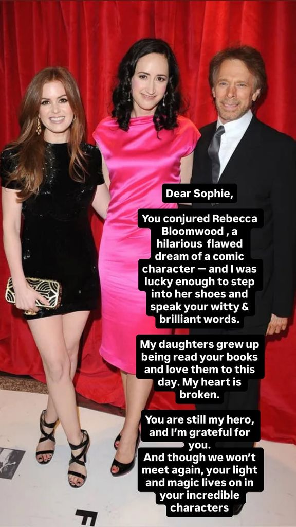 Isla Fisher posts a tribute to Sophie Kinsella after her death on her Instagram Stories