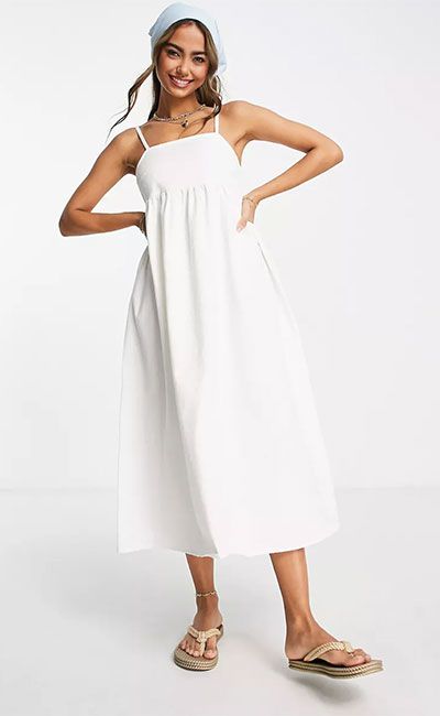 white denim smock dress