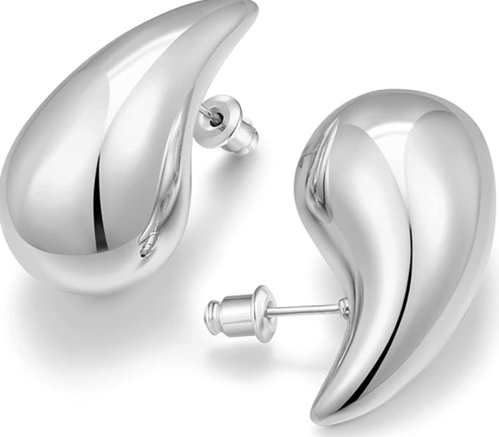 Amazon Silver Chunky Teardrop Earrings