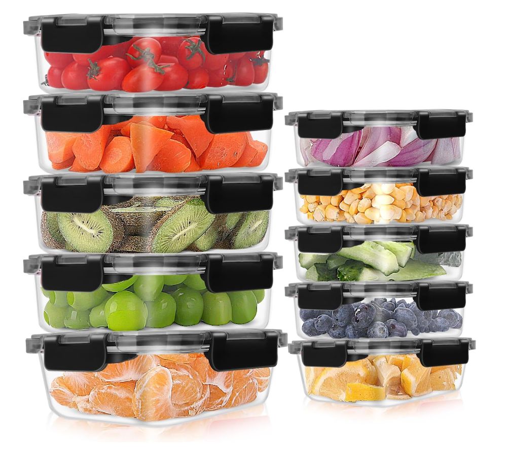 MEETOZ 10 Pack Glass Meal Prep Containers