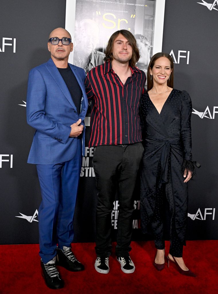 HOLLYWOOD, CALIFORNIA - NOVEMBER 04: (L-R) Robert Downey Jr., Indio Falconer Downey and Susan Downey attend the 2022 AFI Fest - "Sr." Special Screening at TCL Chinese Theatre on November 04, 2022 in Hollywood, California. (Photo by Axelle/Bauer-Griffin/FilmMagic)