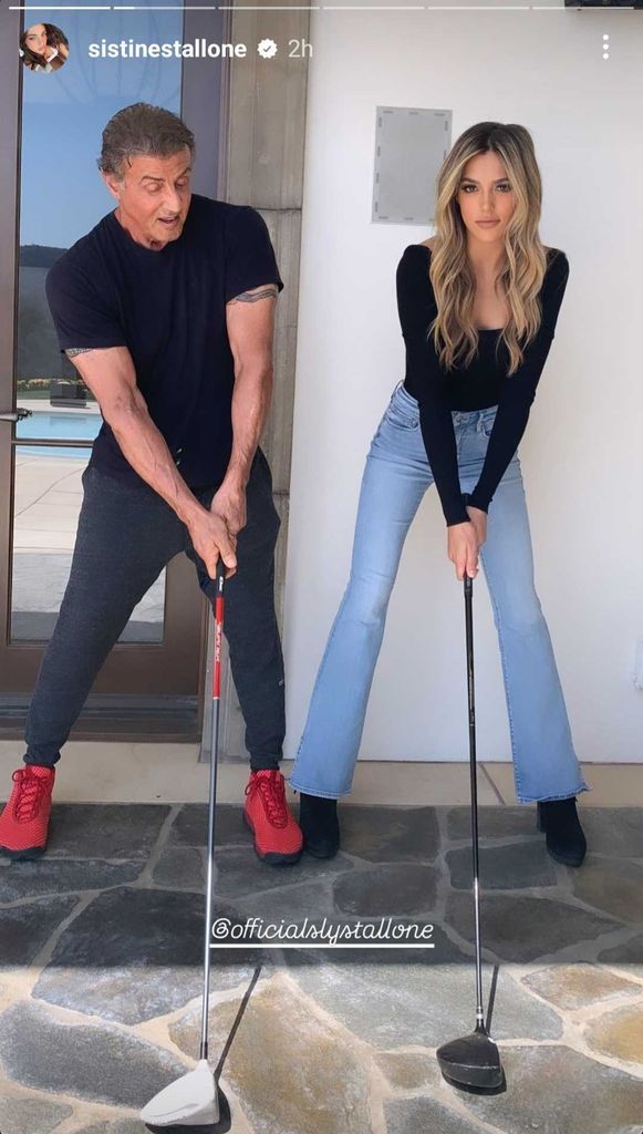 Sistine with her father, golfing