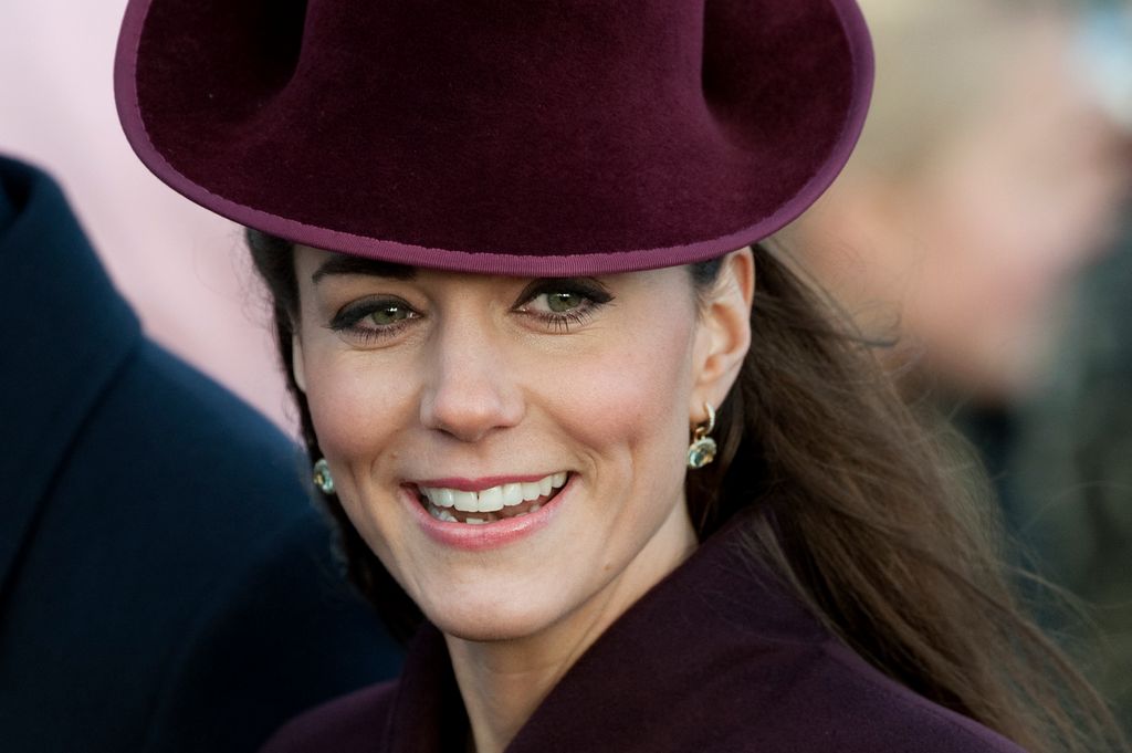 Kate Middleton wearing amethyst earrings on Christmas Day 2011
