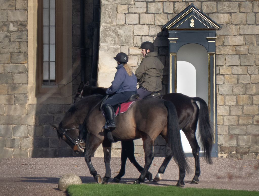 Andrew Mountbatten Windsor is seen out riding with a groom