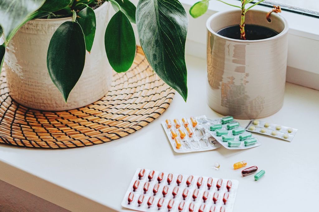 Large group of assorted pills and blisters. Medical concept.