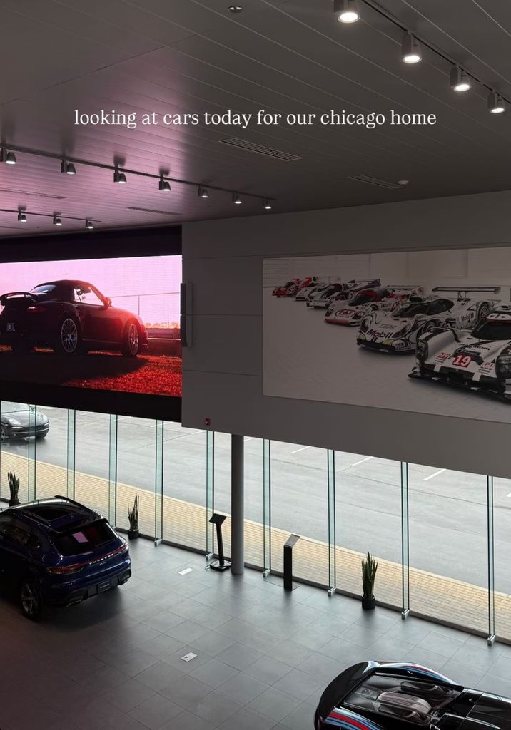 photo of porsche dealership shared by simone biles