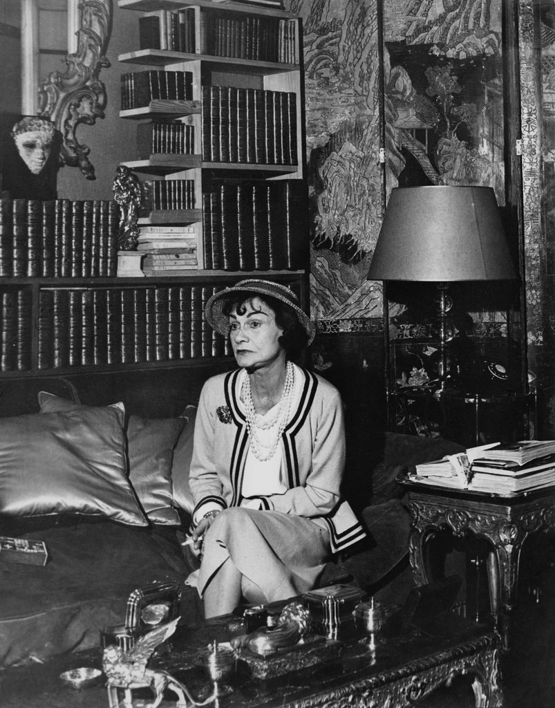 French fashion designer Coco Chanel in her apartment at the Hotel Ritz Paris, 1960