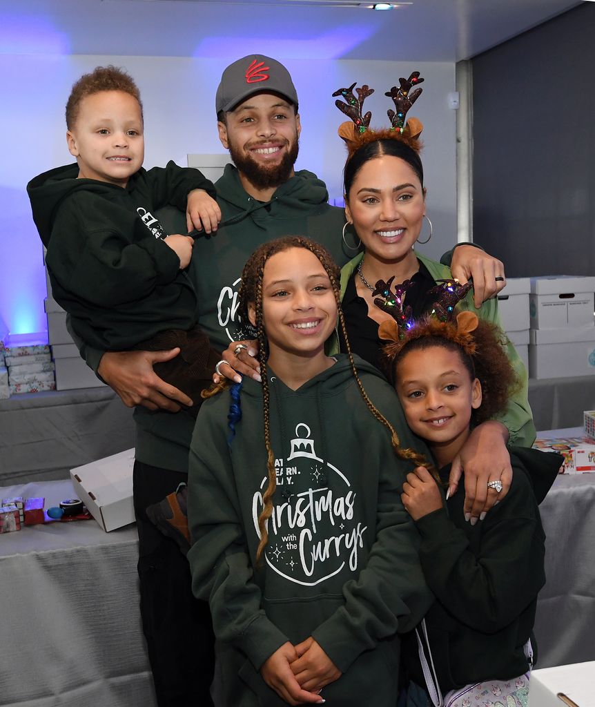 steph curry with wife and children at christmas