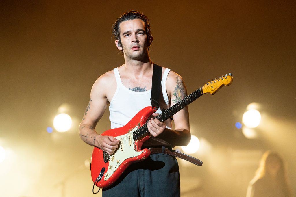 Matty Healy of The 1975 performs during Lollapalooza at Grant Park on August 04, 2023 