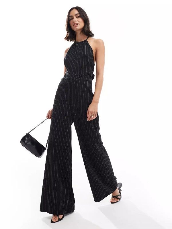 ASOS navy pinstripe jumpsuit 