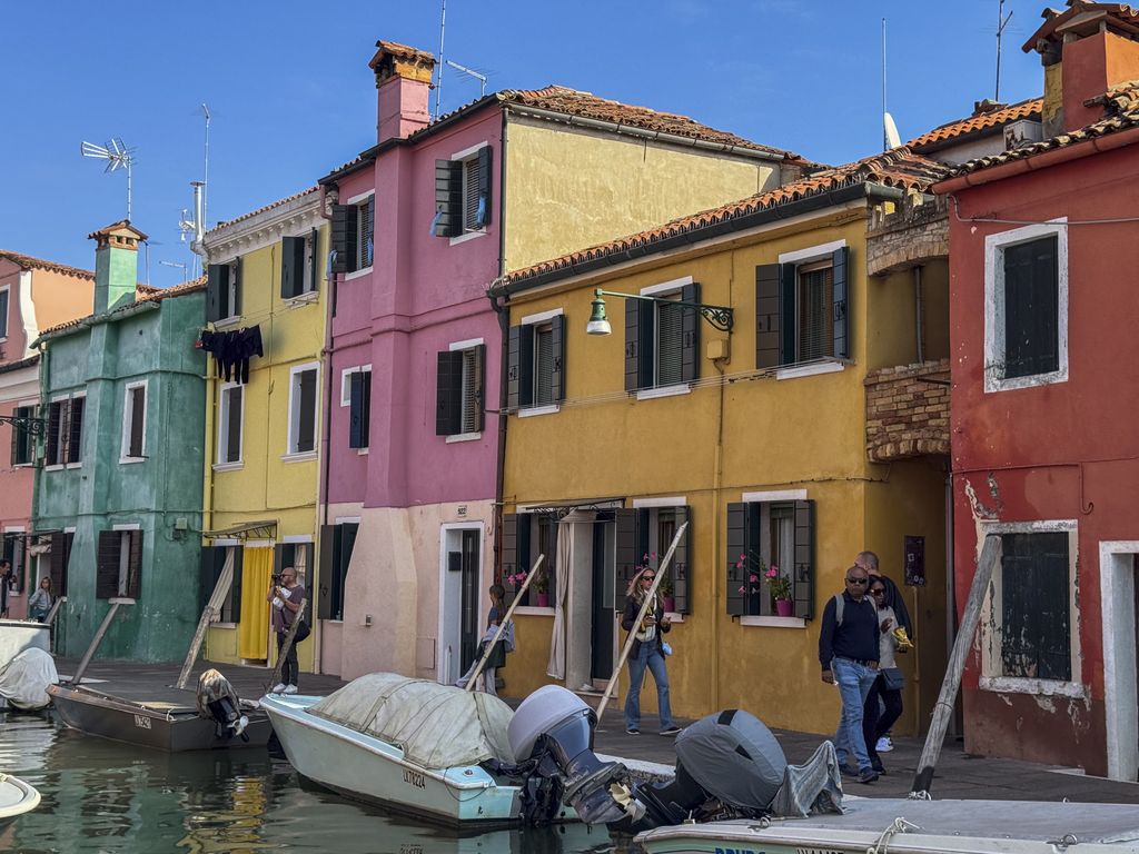A view of historical and colorful buildings in Murano Island of Venice, Italy 