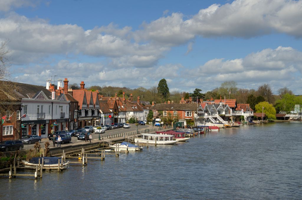 The Riverside of Henley, on the River Thames, with summer clouds overhead