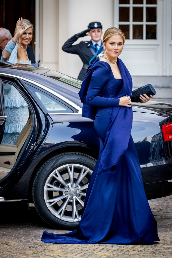 Princess Amalia wore a deep blue gown