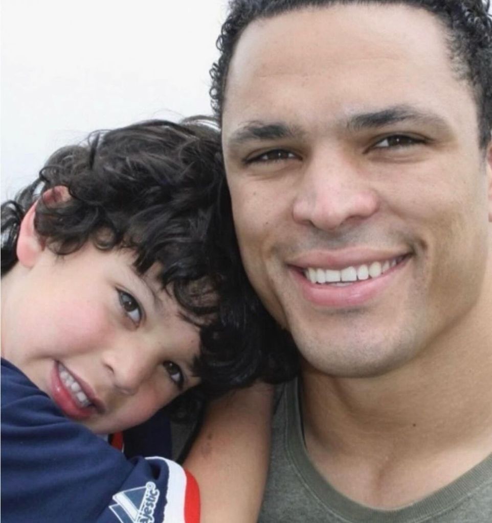 Lauren Sanchez's ex Tony Gonzalez with their son Nikko in a throwback