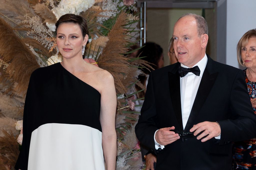 Princess Charlene with albert in black and white