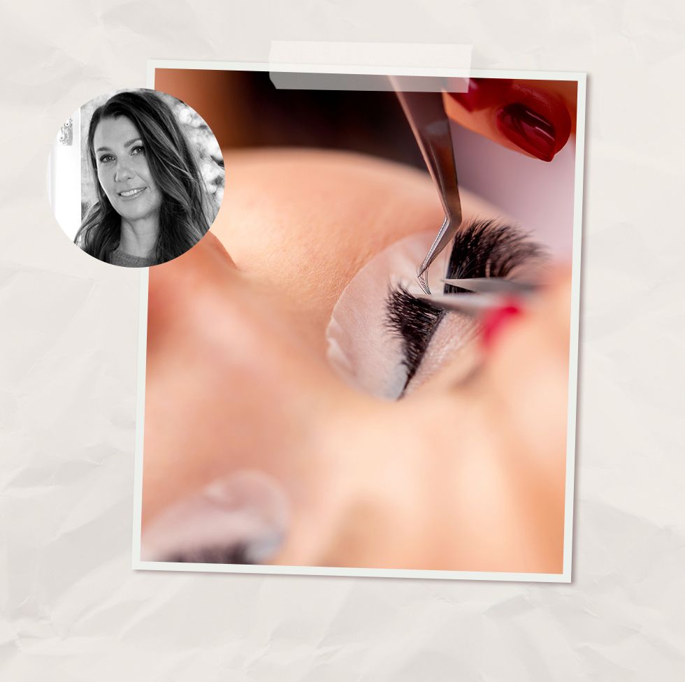 collage of a woman and an eyelash appointment