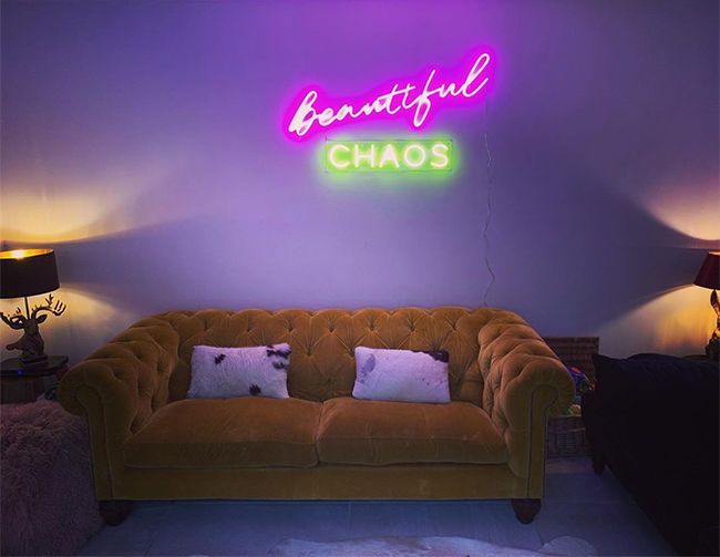 Charley Webb living room neon sign