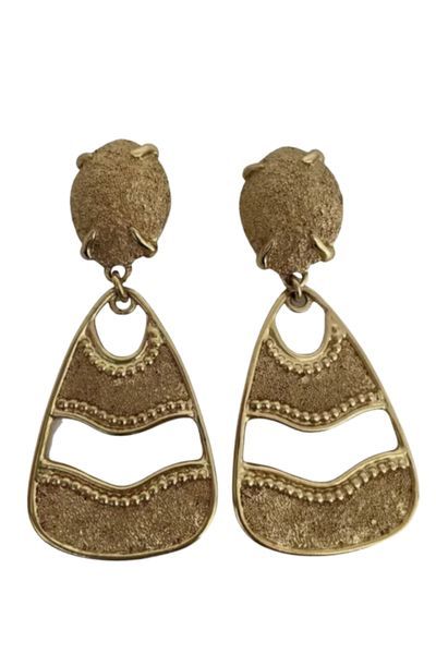 yves saint laurent gold vintage clip on earrings