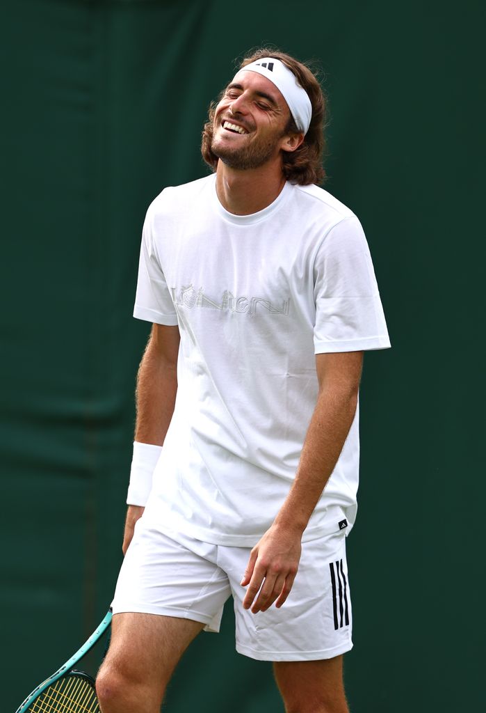 Stefanos Tsitsipas during practice prior to The Championships Wimbledon 2024