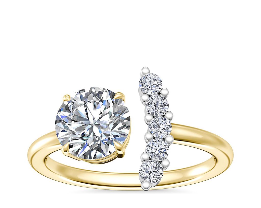 Crescent Pavé Diamond Open Engagement Ring