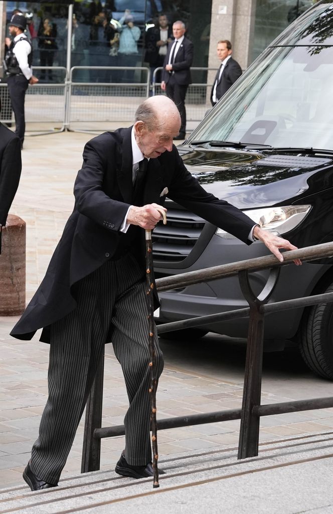 e Duke of Kent arrives for the Requiem Mass service for Katharine, Duchess of Kent at Westminster Cathedral