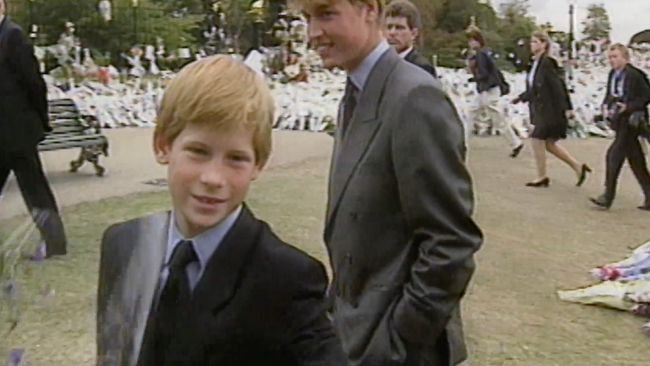 Harry and William at Dianas funeral