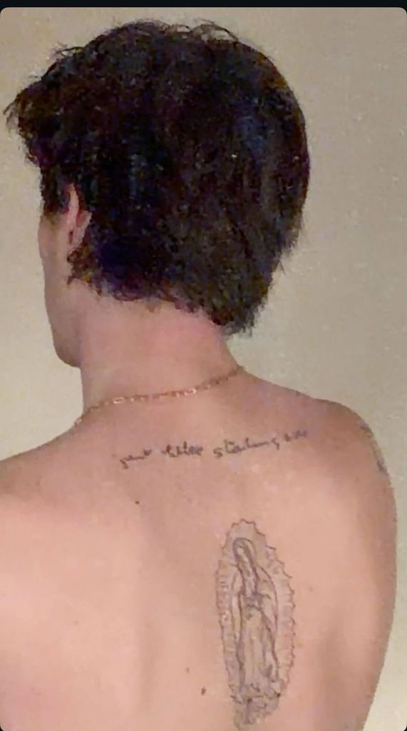 A photo of Cruz Beckham's back