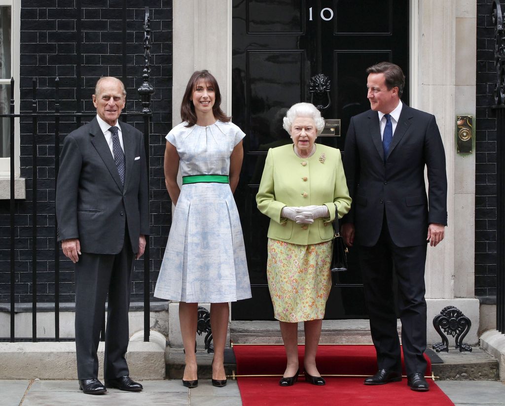 A photo of Queen Elizabeth and Prince Philip with Samantha Cameron and David Cameron