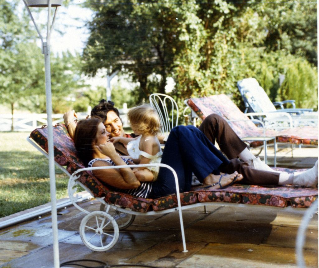 Priscilla Presley, Lisa Marie Presley & Elvis Presley at Graceland in 1968