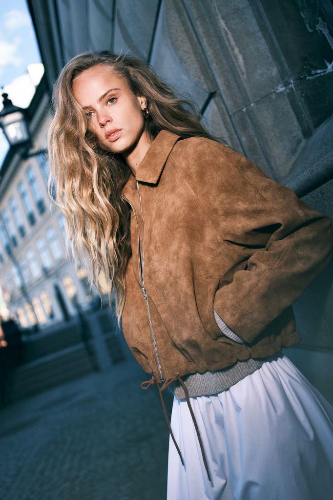 H&M Suede bomber Jacket