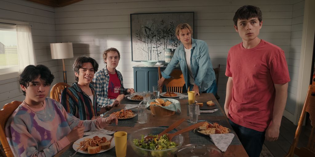 Isaac Arellanes as Isaac, Myles Perez as Lee, Connor Stanhope as Danny, Noah LaLonde as Cole and Ashby Gentry as Alex in episode 1 of My Life with the Walter Boys
