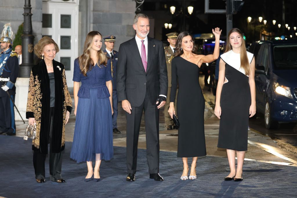 Queen Letizia with King Felipe VI, Queen Sofia, Crown Princess Leonor and Princess Sofia of Spain