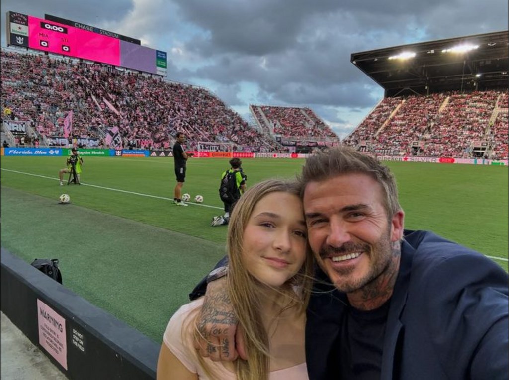 Harper Beckham shared a sweet moment with her dad, David