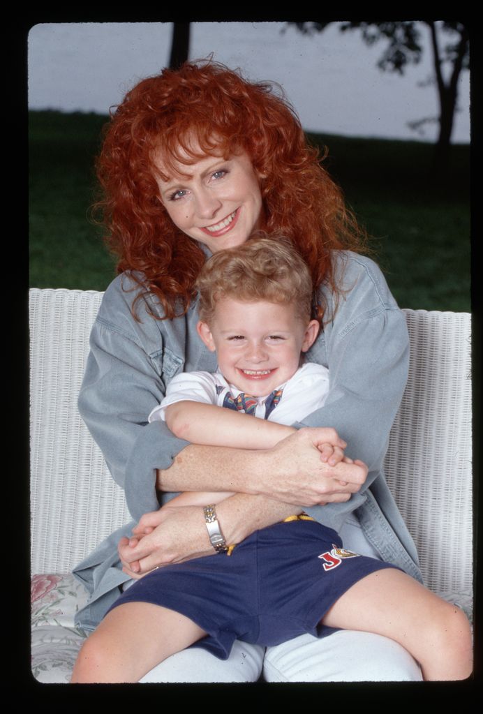 Reba McEntire hugs her young son Shelby