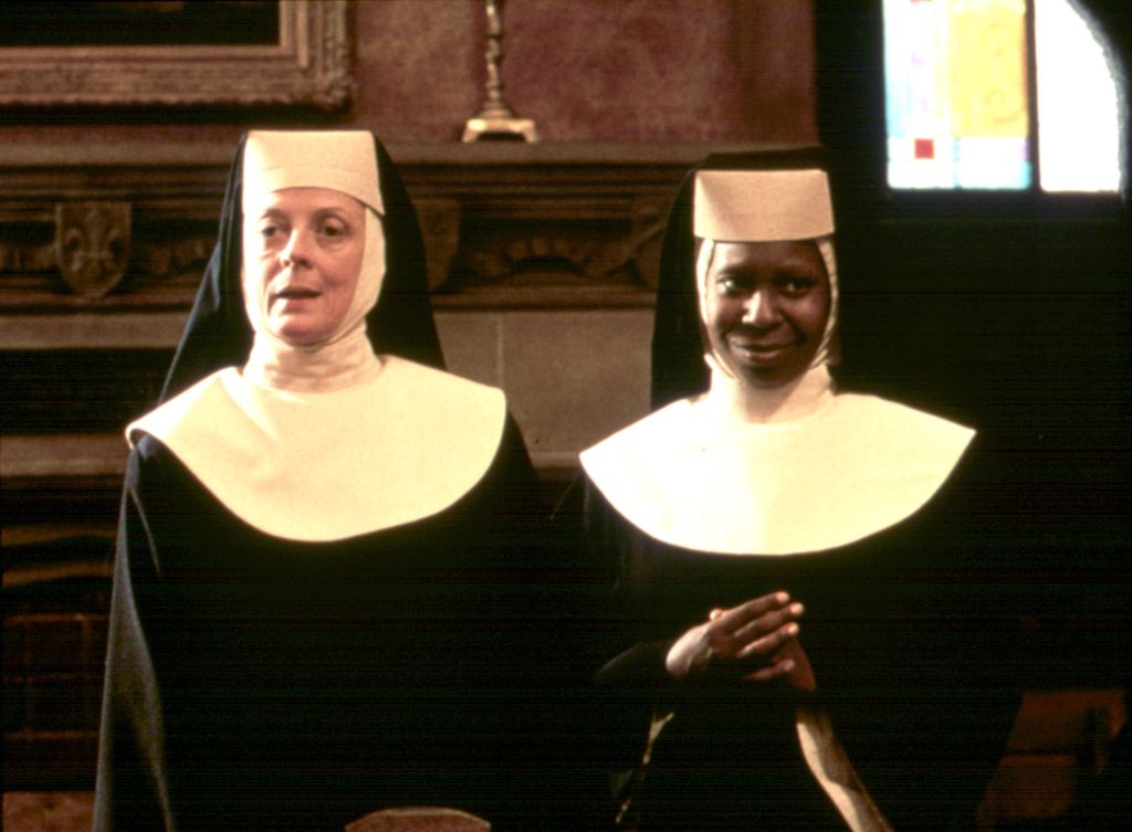 Maggie Smith and Whoopi Goldberg dressed as nuns