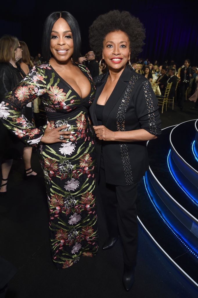 Actors Niecy Nash and Jenifer Lewis attend Moet & Chandon celebrate The 23rd Annual Critics' Choice Awards at Barker Hangar on January 11, 2018 in Santa Monica, California.  (Photo by Michael Kovac/Getty Images for  Moet & Chandon )