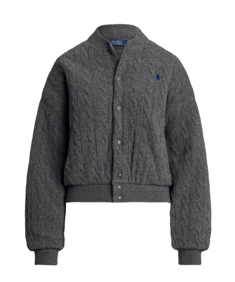 cable-knit bomber jacket