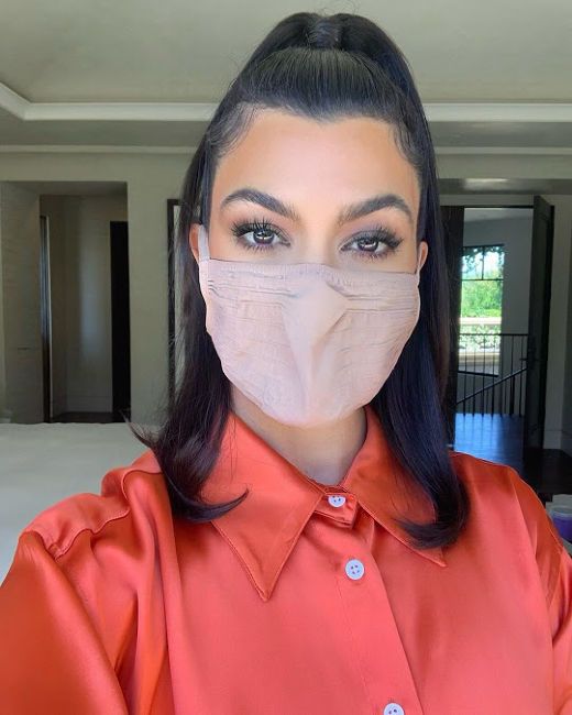 kourtney kardashian face mask covering