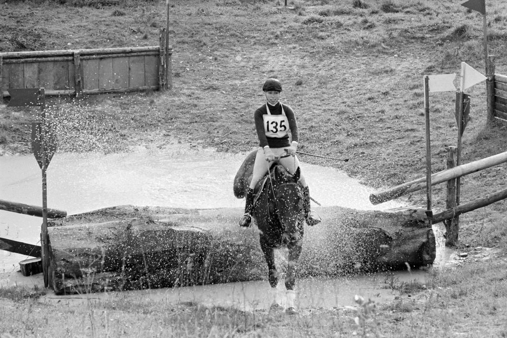 Princess Anne riding a horse in 1975
